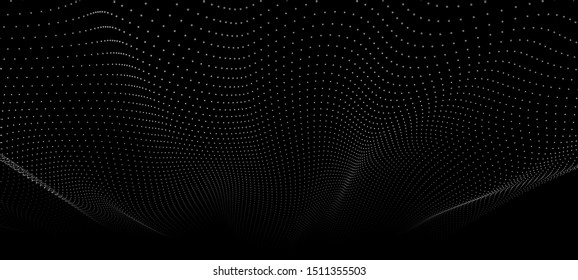 Wave of particles. Futuristic point wave. Vector illustration. Abstract background with a dynamic wave. Wave 3d.