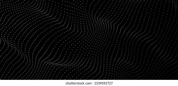 Wave of particles. Futuristic point wave. Vector illustration. Abstract background with a dynamic wave. Wave 3d.