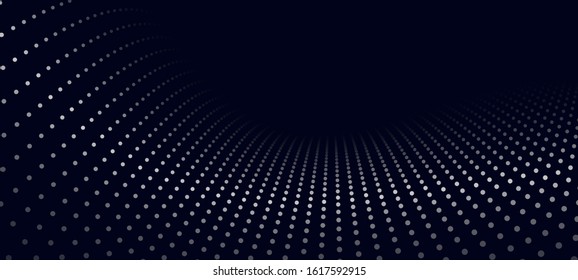 Wave of particles. Futuristic point wave. Vector illustration. Abstract background with a dynamic wave. Wave 3d.