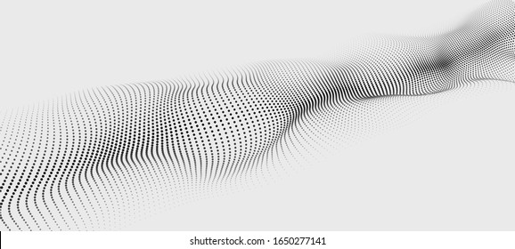  Ola de partículas.Ola puntera futurista. Ilustración vectorial. Fondo abstracto con una onda dinámica.Onda 3d.