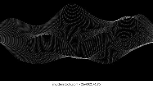 Wave of particles. geography grid surface Abstract vector illustration Horizon design