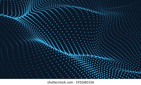 Ola de partículas en el fondo oscuro. Fondo tecnológico. Patrón para presentaciones. Ilustración del vector	