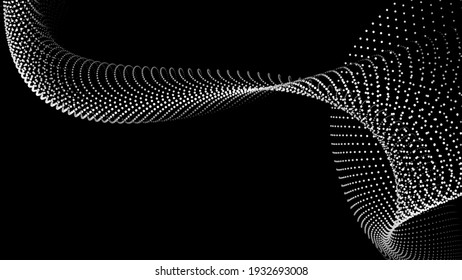 Wave of particles on dark background. Technology backdrop. Pattern for presentations. Vector illustration	