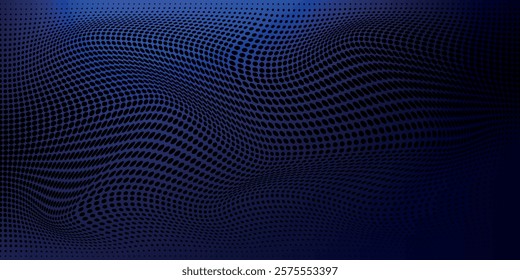 Wave of particles on dark background. Technology backdrop. Pattern for presentations