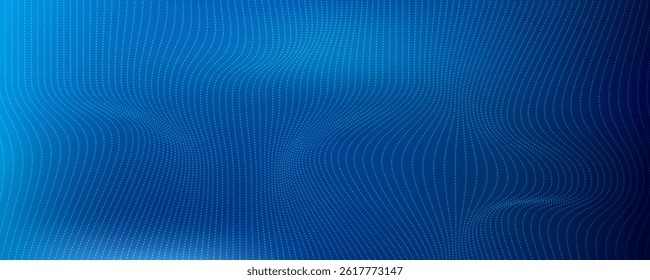 Wave of particles on dark background. Technology backdrop. Pattern for presentations.