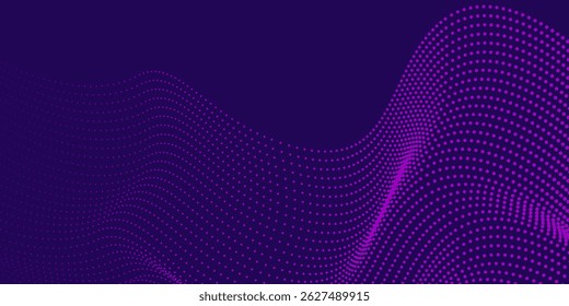 Wave of particles on dark background. Technology backdrop. Pattern for presentations