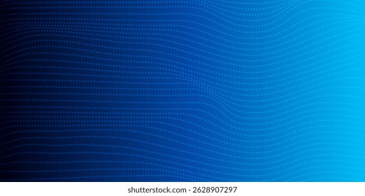 Ola de partículas sobre fondo oscuro. Tecnología de fondo. Patrón para presentaciones. 3D