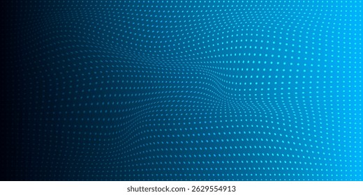 Wave of particles on dark background. Technology backdrop. Pattern for presentations. 3d