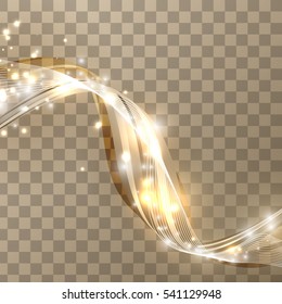 Wave of particles on a transparent background.Wave particle flow and sparkle background.