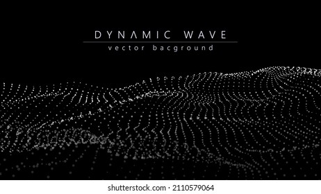 Wave of particles. Technology background concept dynamic wave Vector illustration. Futuristic point wave