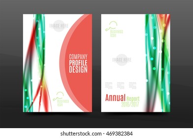 Wave pattern a4 annual report template, business corporate correspondence letter abstract background