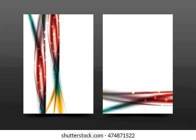 Wave pattern a4 annual report template, business corporate correspondence letter abstract background