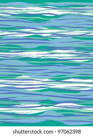 Wave Pattern abstract seamless pattern in the colors of cool sea surf. Colors are grouped and on separate layers for easy editing.
