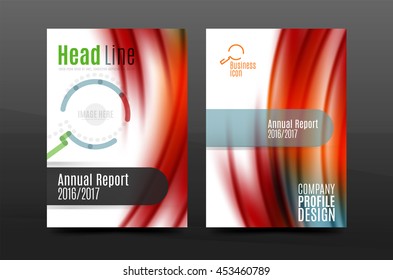 Wave pattern annual report business cover design. Brochure template layout magazine or flyer booklet in A4 size