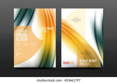 Wave pattern annual report business cover design. Brochure template layout magazine or flyer booklet in A4 size