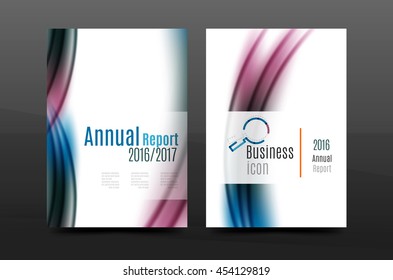 Wave pattern annual report business cover design. Brochure template layout magazine or flyer booklet in A4 size