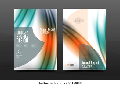 Wave pattern annual report business cover design. Brochure template layout magazine or flyer booklet in A4 size