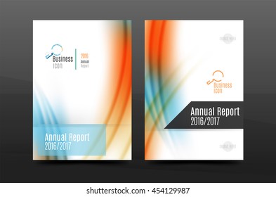 Wave pattern annual report business cover design. Brochure template layout magazine or flyer booklet in A4 size