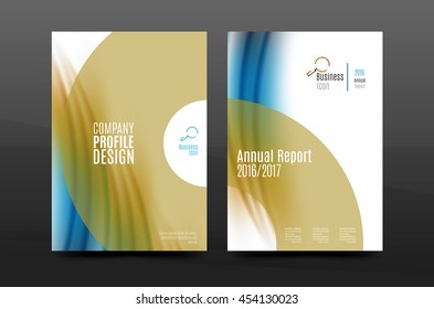 Wave pattern annual report business cover design. Brochure template layout magazine or flyer booklet in A4 size