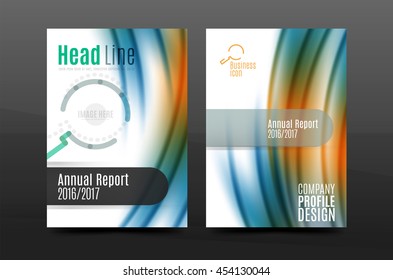 Wave pattern annual report business cover design. Brochure template layout magazine or flyer booklet in A4 size