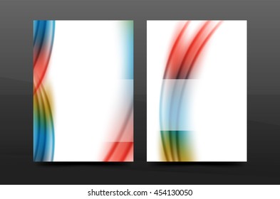 Wave pattern annual report business cover design. Brochure template layout magazine or flyer booklet in A4 size