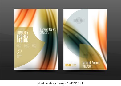 Wave pattern annual report business cover design. Brochure template layout magazine or flyer booklet in A4 size