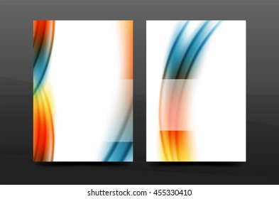 Wave pattern annual report business cover design. Brochure template layout magazine or flyer booklet in A4 size