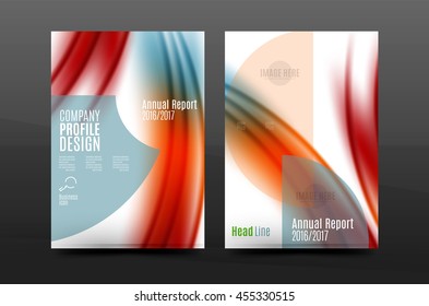 Wave pattern annual report business cover design. Brochure template layout magazine or flyer booklet in A4 size
