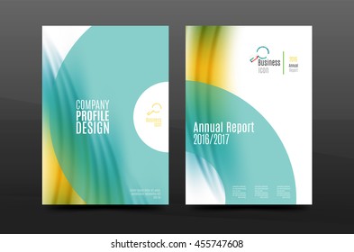 Wave pattern annual report business cover design. Brochure template layout magazine or flyer booklet in A4 size
