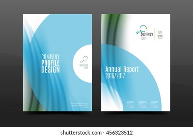 Wave pattern annual report business cover design. Brochure template layout magazine or flyer booklet in A4 size