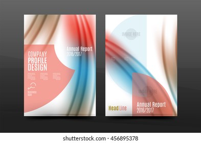 Diseño de cobertura de negocio de informes anuales de patrones de onda. Revista de diseño de plantilla de folleto o folleto de folleto en tamaño A4