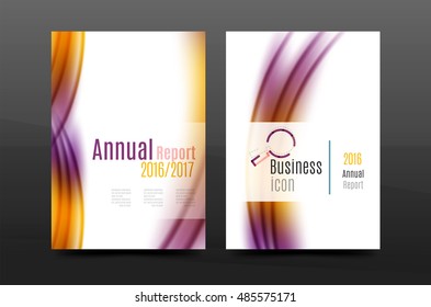 Wave pattern annual report business cover design. Brochure template layout magazine or flyer booklet in A4 size