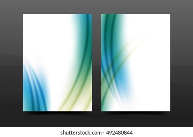 Wave pattern annual report business cover design. Brochure template layout magazine or flyer booklet in A4 size
