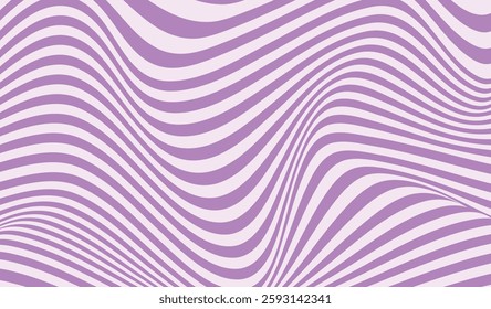Wave pattern of caramel stripes background. Curly waves flow texture. Retro psychedelic linear texture purple color. Vector illustration