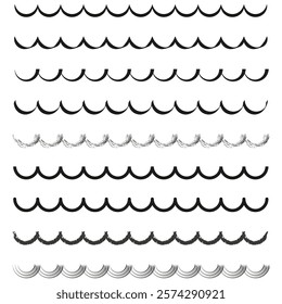Wave pattern design. Black and white elements. Decorative seamless texture. Vector abstract lines.