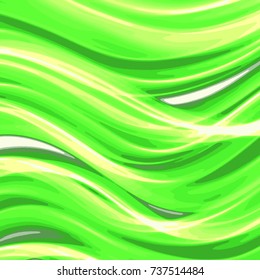 wave pattern in different green shades, white and cream colors, vector illustration