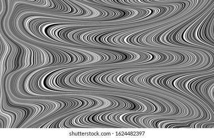 Wave pattern. Distorted lines. Optical illusion. Stripes movement. Horizontal lines stripes background. Wavy effect. Vector