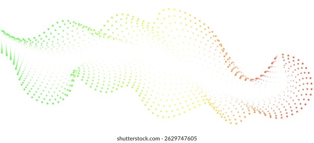 Wave pattern of flowing dots , gradient rainbow color . Concepts nanotechnology, music. Abstract design element , banner for music. Vector illustration