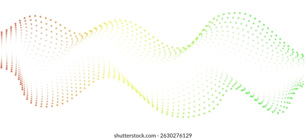 Wave pattern of flowing dots , gradient rainbow color . Nanotechnology concepts . Abstract wave for design , banners for music . Vector futuristic illustration