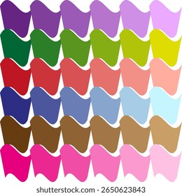 Wave pattern illustration. Colorful abstract shapes. Curved graphic elements. Vector dynamic design.