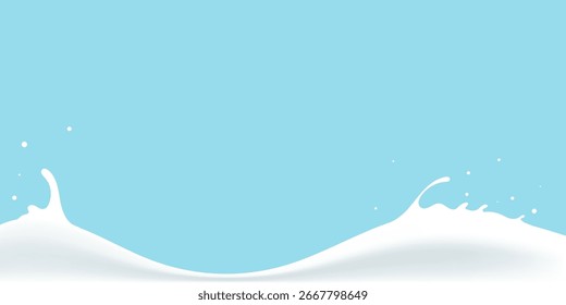wave pattern of milk, yogurt or cream on a blue background