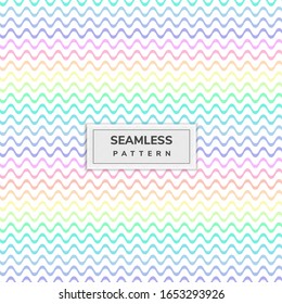 Wave pattern pastels color on white background. Blue, yellow, pink, green, red,orange, purple zig zag. Vector illustration