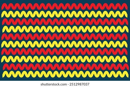 Wave pattern of red yellow zigzag design elements in black Background