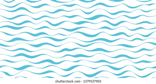 Wave pattern seamless abstract background. Stripes wave pattern blue on white background for summer vector design.