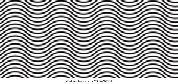 Wave pattern seamless abstract background. Lines wave pattern black
