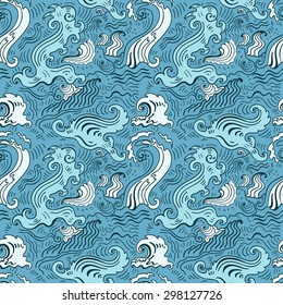 Wave pattern. Seamless background (textile, wallpaper design , pattern fills, web page backgrounds, surface textures).