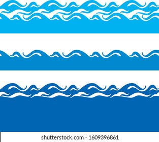 Wave Pattern Set, Blue Abstract Shape, Expandable Horizontally