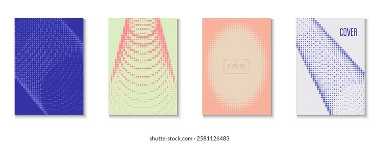 Wave Pattern Set. Cool Circles In Minimal Layout. Dynamic Frame For Annual Invitation. Music Flyer. Minimalist Dot Background. Geometric Graphic Poster. Trendy Wave Pattern