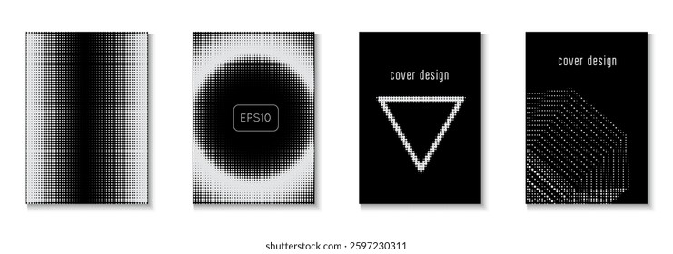 Wave Pattern Set. Line Template. Color Circles On Memphis Layout. Minimalistic Brochure In 2d Frame. Black Abstract Cover. Graphic Black And White  Flyer. White Wave Pattern