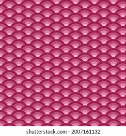 Wave Pattern Style Japan. Red Fish Scales Background. Illustration Art Design. Vector EPs10.